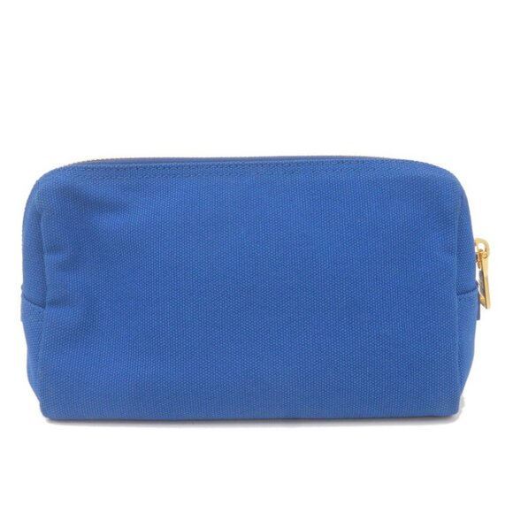 Auth PRADA Capana Cometic Pouch Blue Canvas Leather - Picture 5 of 16